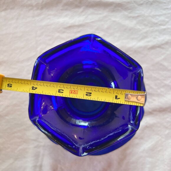 Rare Find Cobalt Blue Glass Vase Fluted (Tulip) Scallop Rim Design 40s Vintage - Picture 9 of 9